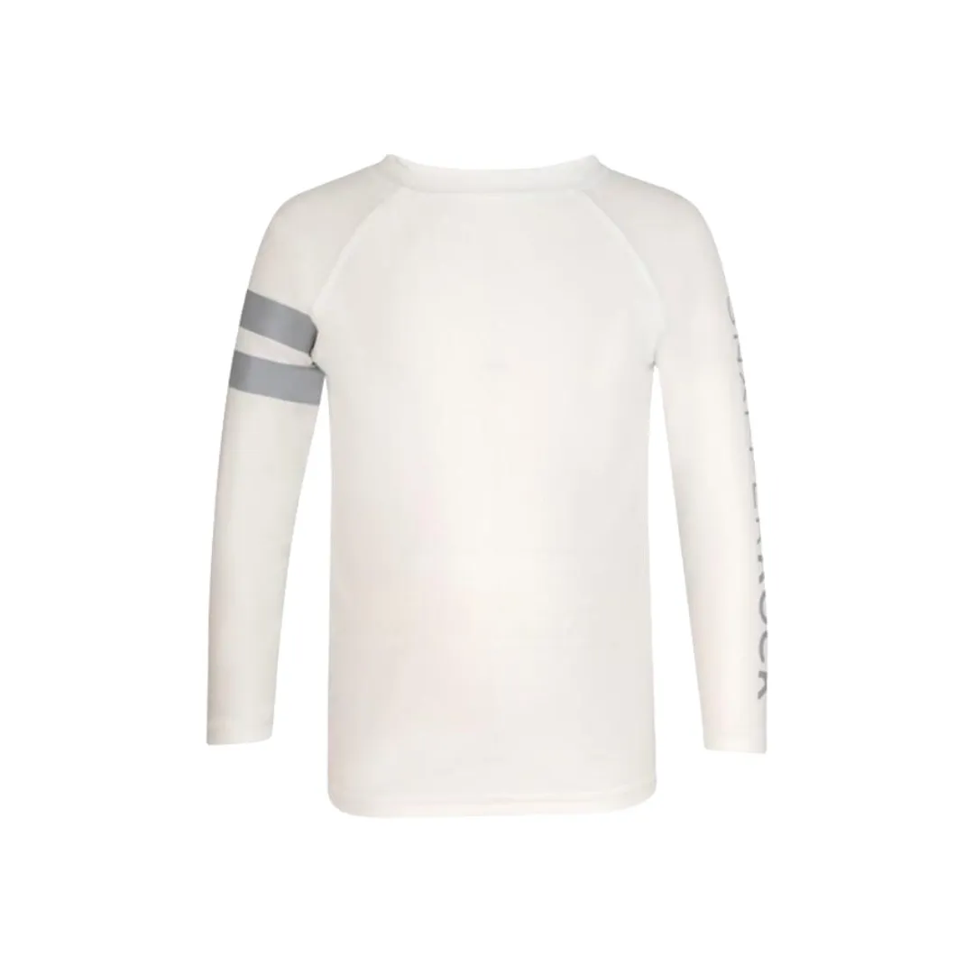 White with Gray Long Sleeve Rash Guard Top